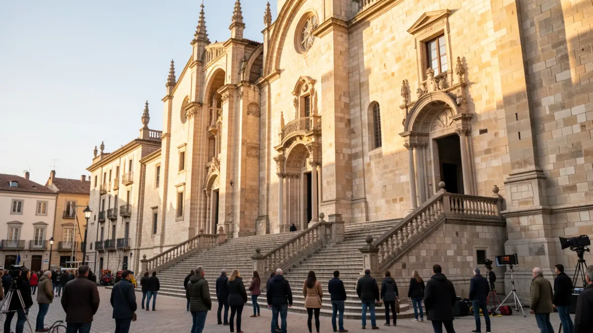 Generic image of Girona Cathedral during a film shoot.