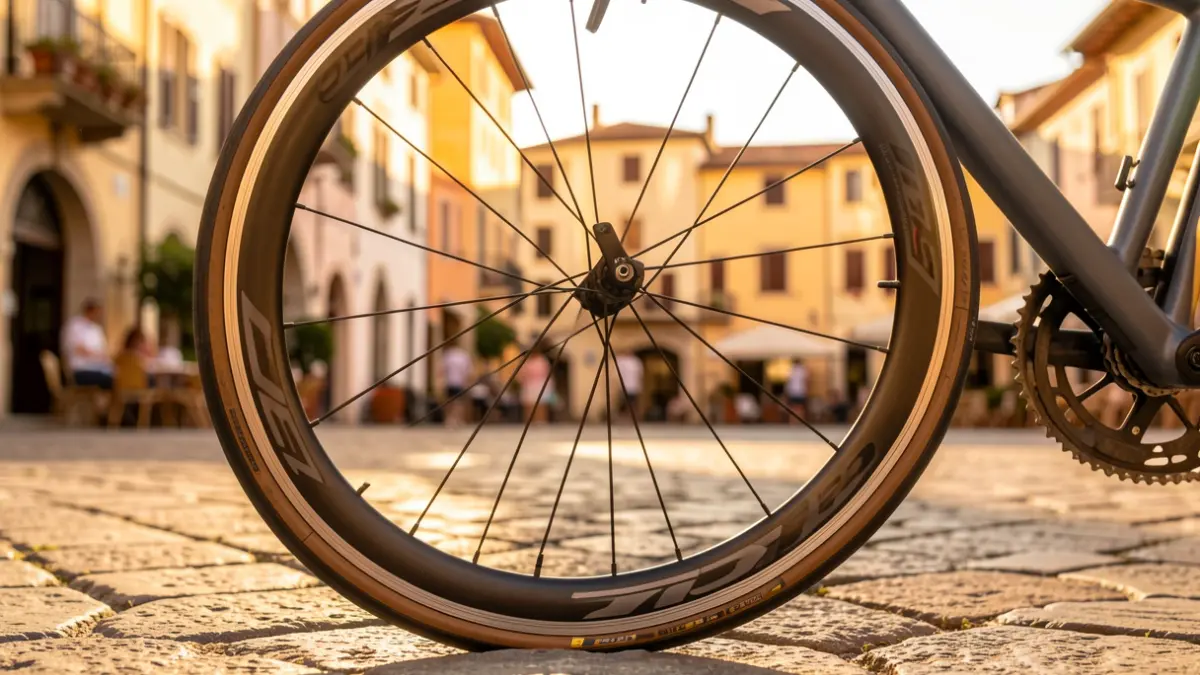 Imatge genèrica d'una bicicleta de competició en un entorn urbà.