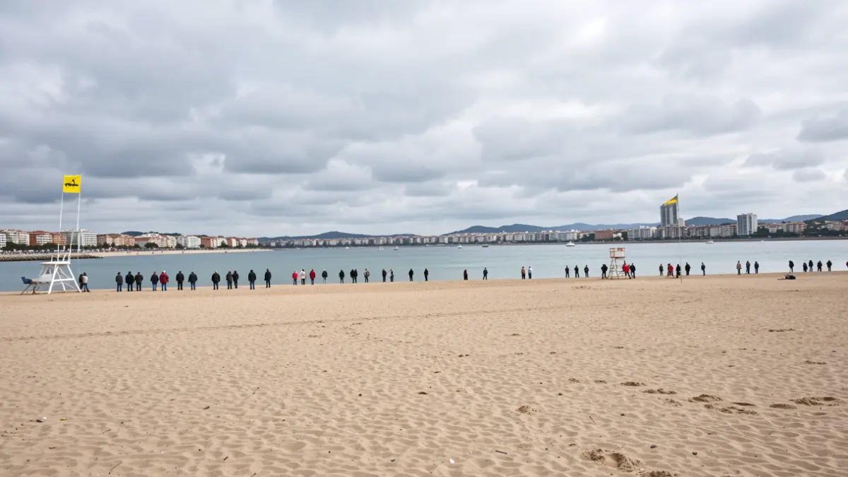 Imatge genèrica d'una platja amb bandera groga a Catalunya.