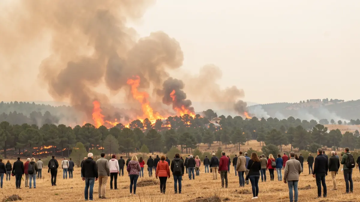 Generic image of a large forest fire with smoke rising into the sky.