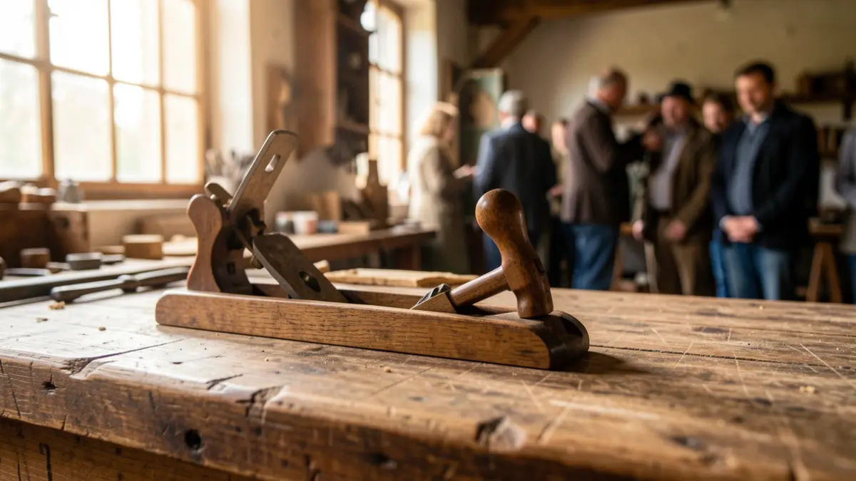 Imagen genérica de un taller de artesanía con herramientas de madera.