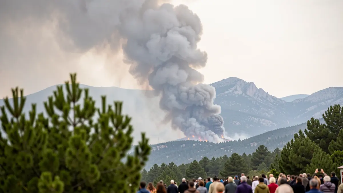 Generic image of a smoke column from a forest fire in Catalonia.