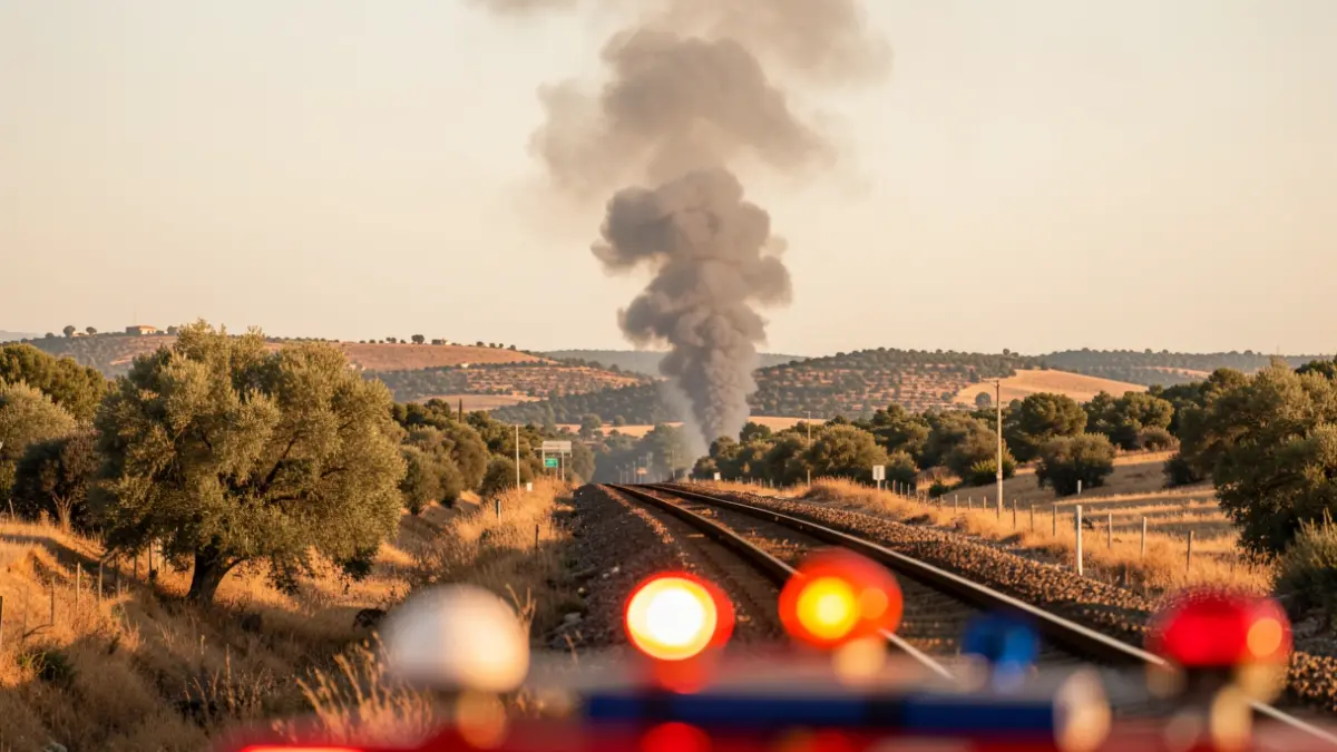Imatge genèrica d'un incendi prop de vies de tren.