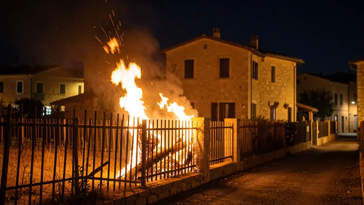 Generic image of a fence fire at a house.