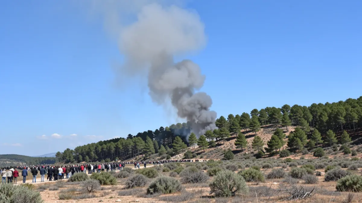 Generic image of a smoke column from a forest fire.