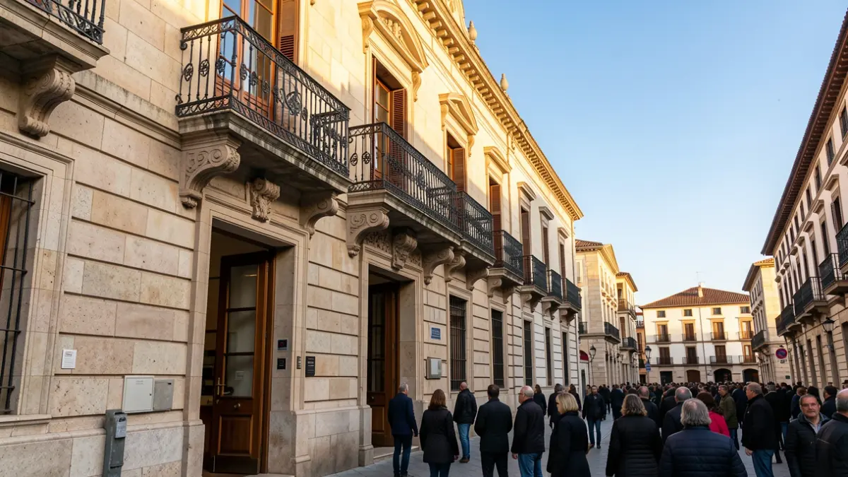 Ajuntament de Girona, edifici emblemàtic amb balcó de ferro forjat.