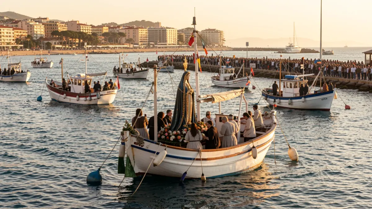 Generic image of a maritime procession with boats.