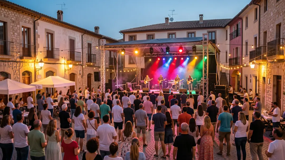 Escenari d'un festival de música a Vilabertran al capvespre.