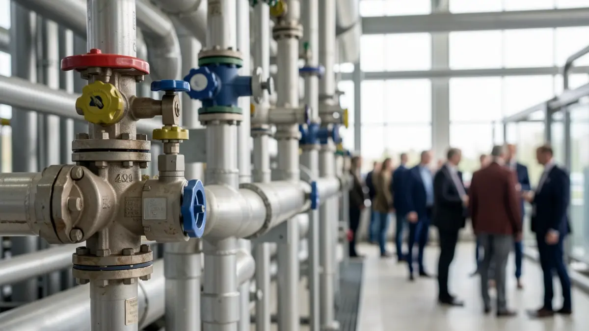 Imatge genèrica de canonades i instal·lacions industrials en una planta de tractament d'aigua.