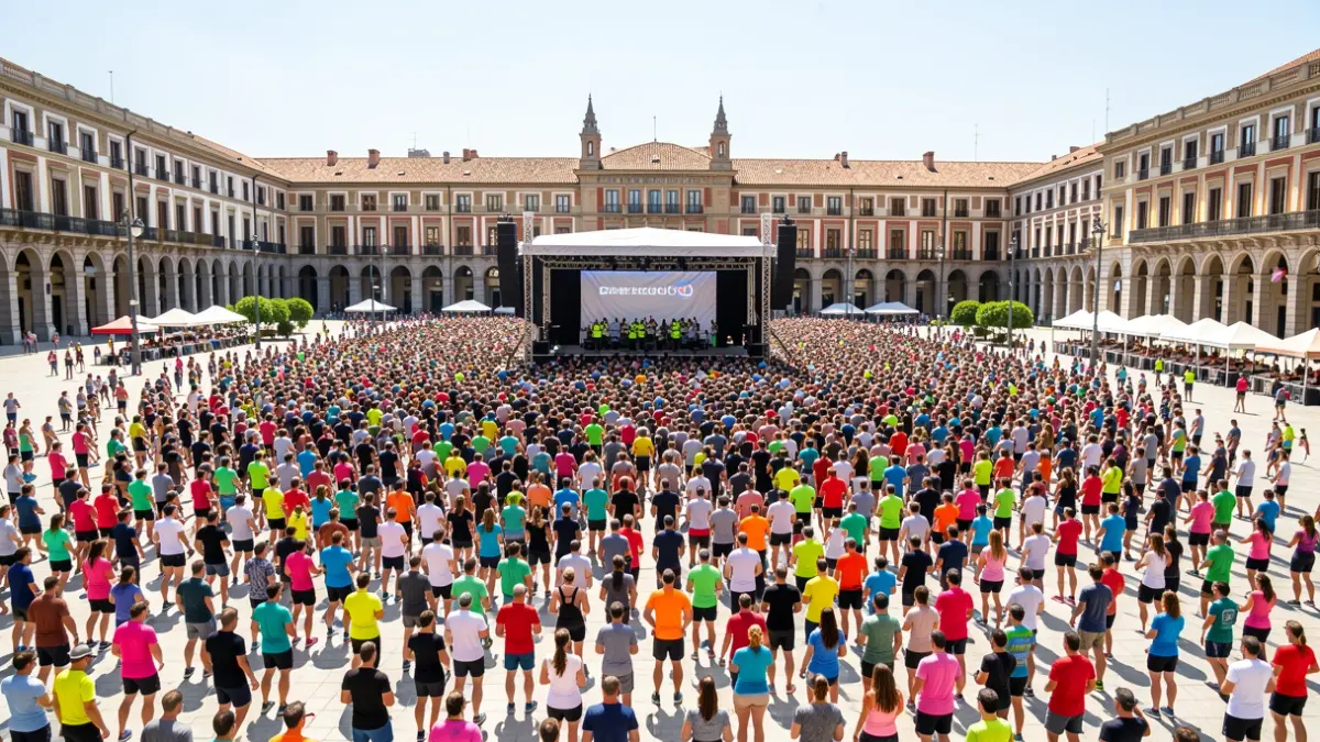 Imatge genèrica d'una gran concentració de persones en una plaça de Barcelona durant un esdeveniment esportiu.