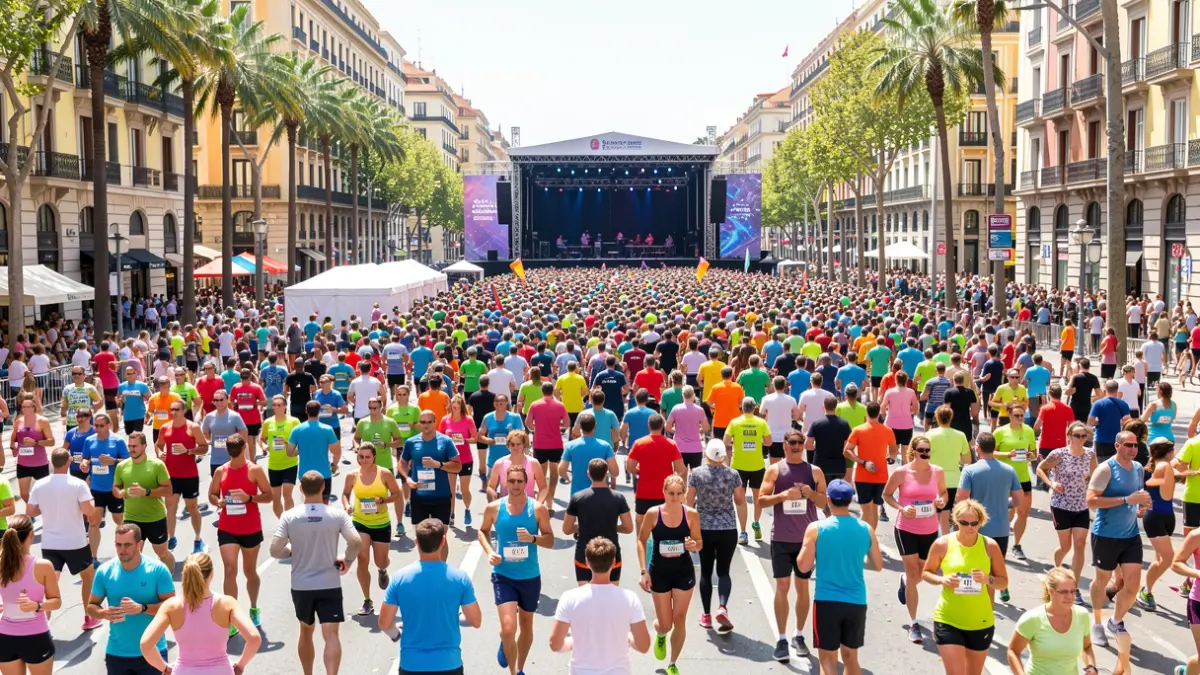 Imagen genérica de un evento de fitness multitudinario al aire libre en Barcelona.