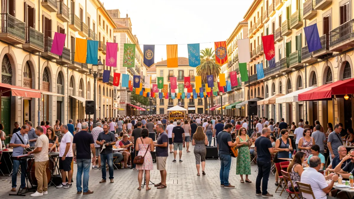Generic image of a street festival in Barcelona with people enjoying activities.