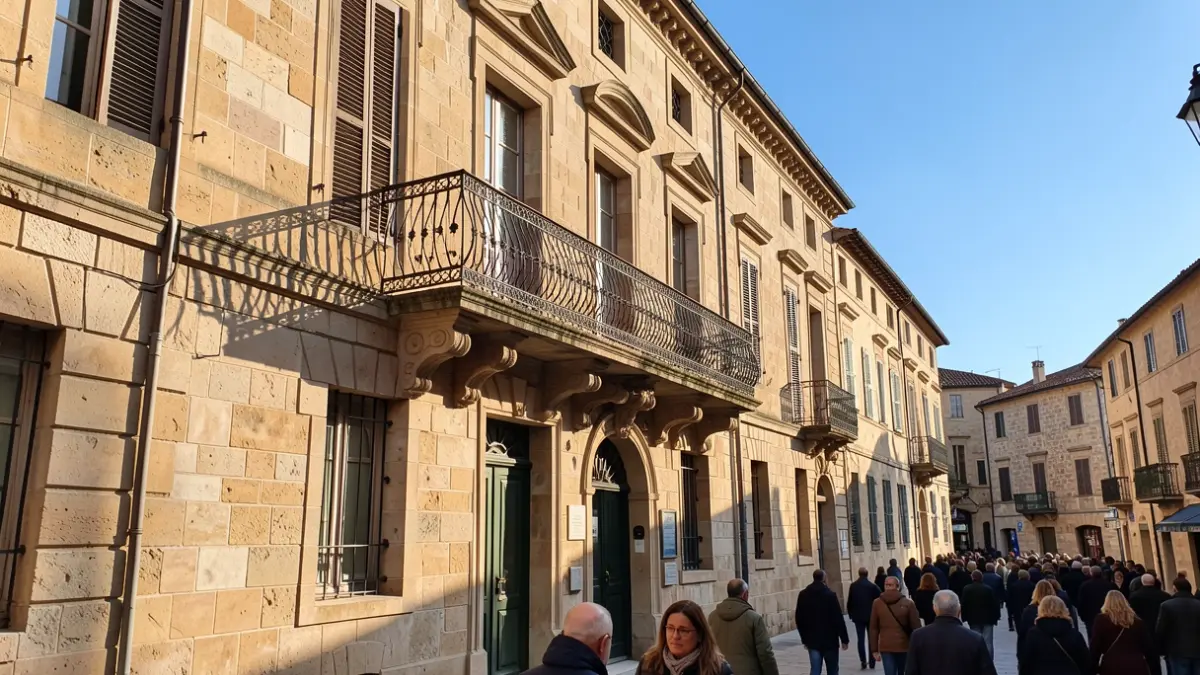 Façana de pedra d'un edifici històric a Valls, escenari de la Firagost.