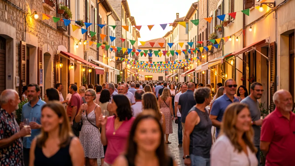 Imagen genérica de una fiesta de barrio con gente celebrando.