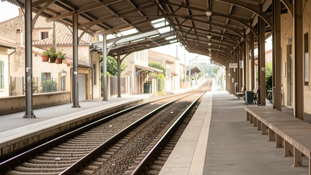 Generic image of an empty train platform in Catalonia.