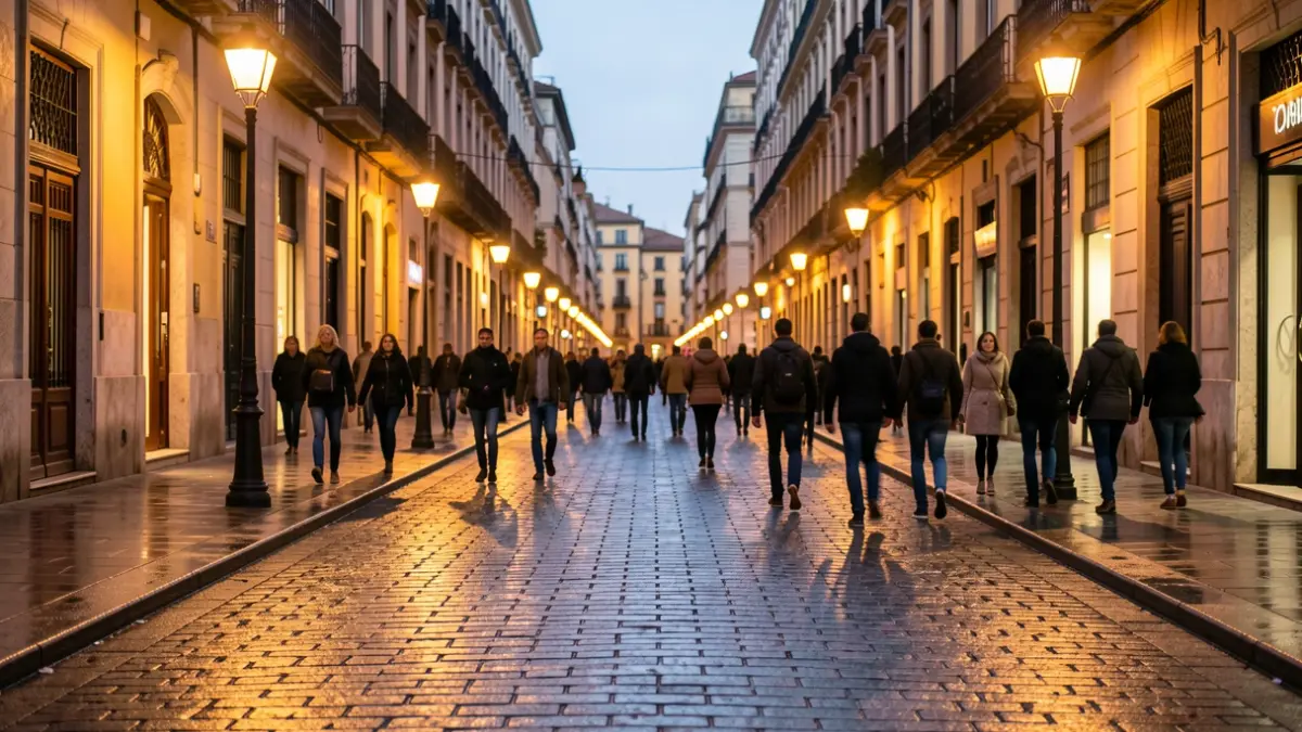 Generic image of a street in Barcelona at dusk.