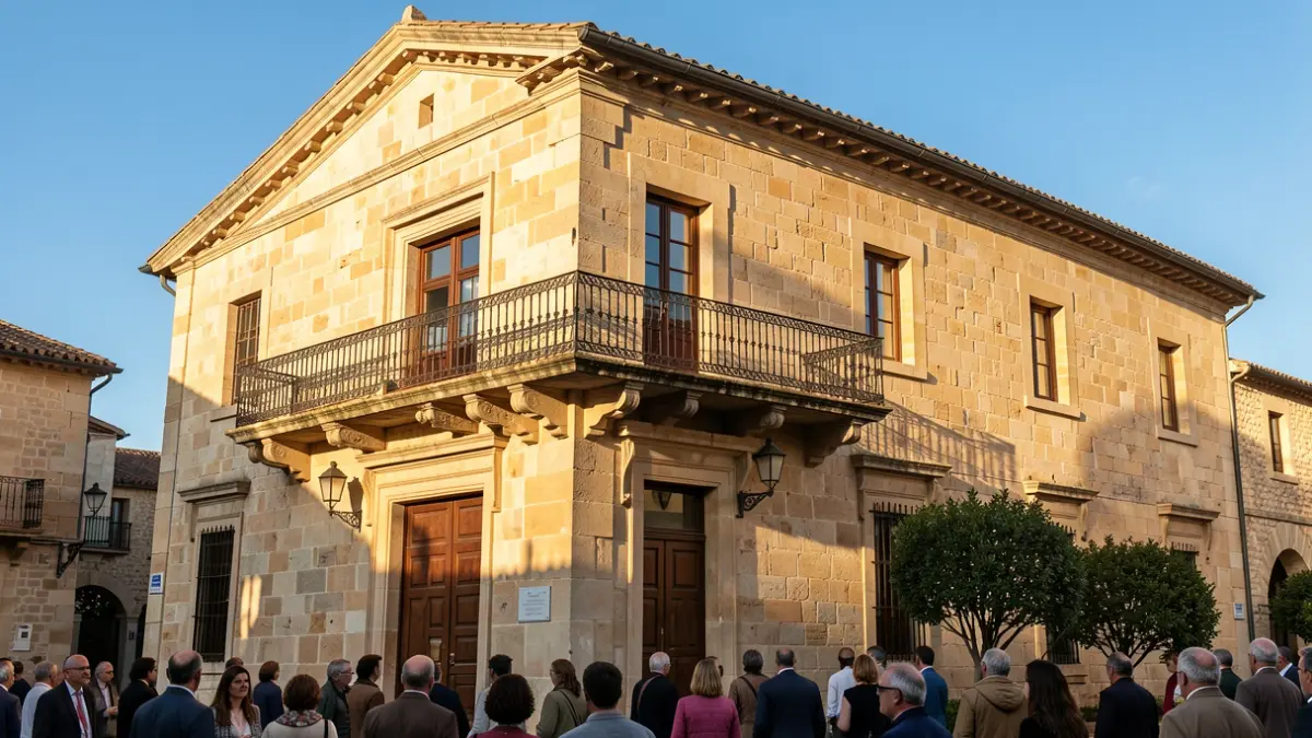 Façana de l'Ajuntament de Tarragona en un dia assolellat.