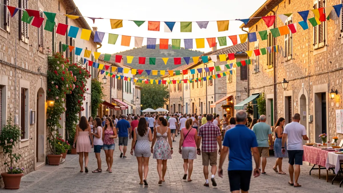 Generic image of a town festival in a Mediterranean village.