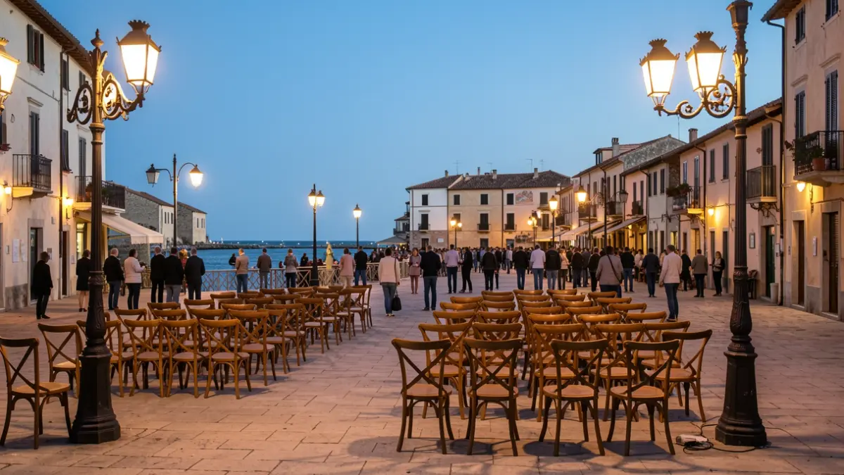 Imatge genèrica d'una plaça pública preparada per a un esdeveniment a l'aire lliure.