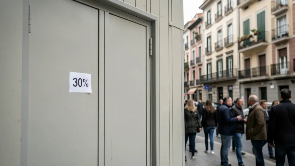 Generic image of a housing building with a small '30%' sign.