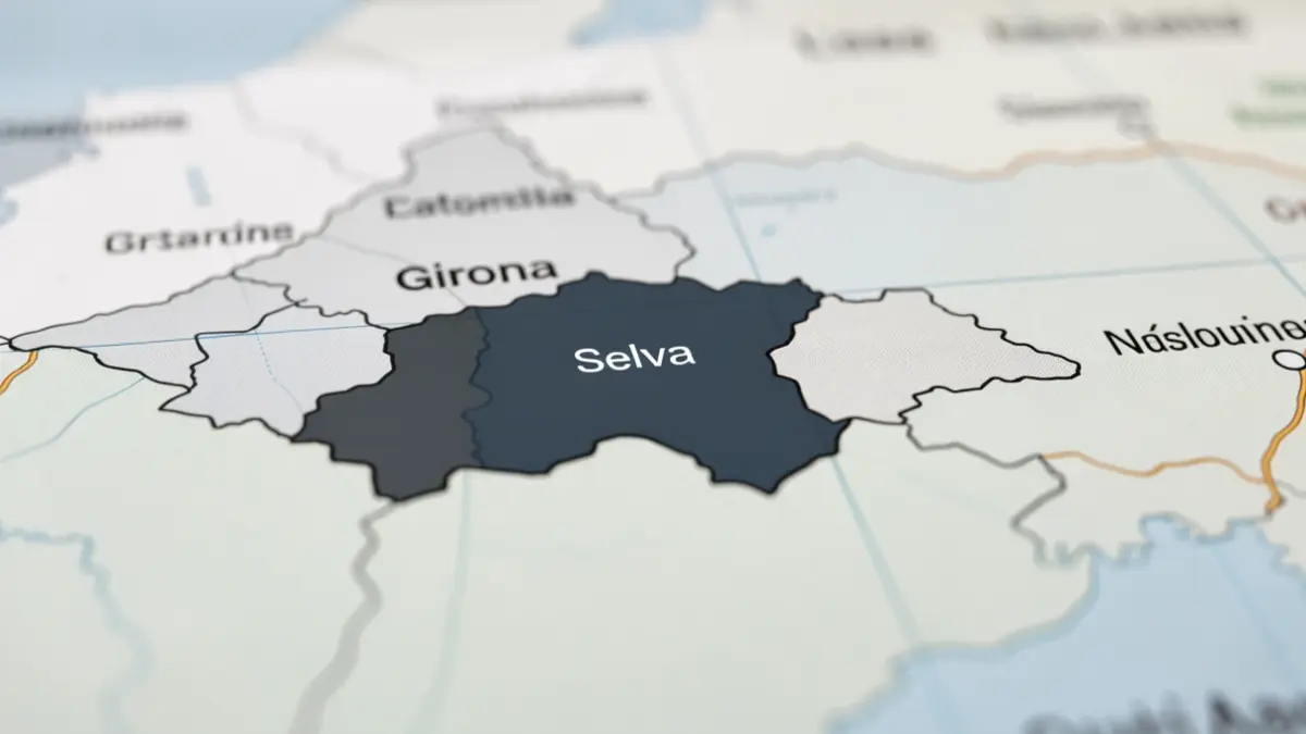 Mapa de la província de Girona destacant la comarca de La Selva.