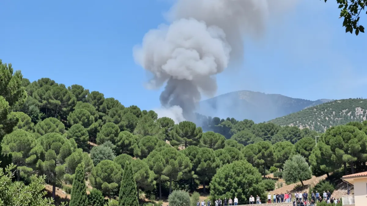 Imagen genérica de una columna de humo sobre una zona forestal.