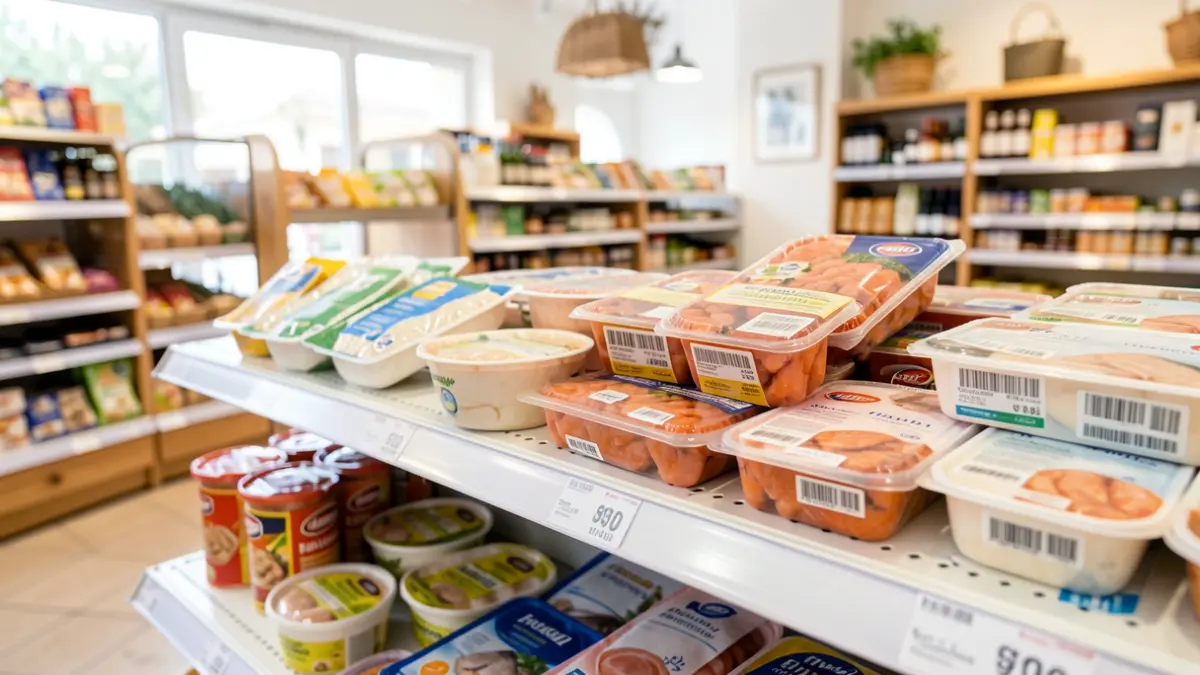 Imatge genèrica de plats preparats de peix en un supermercat.