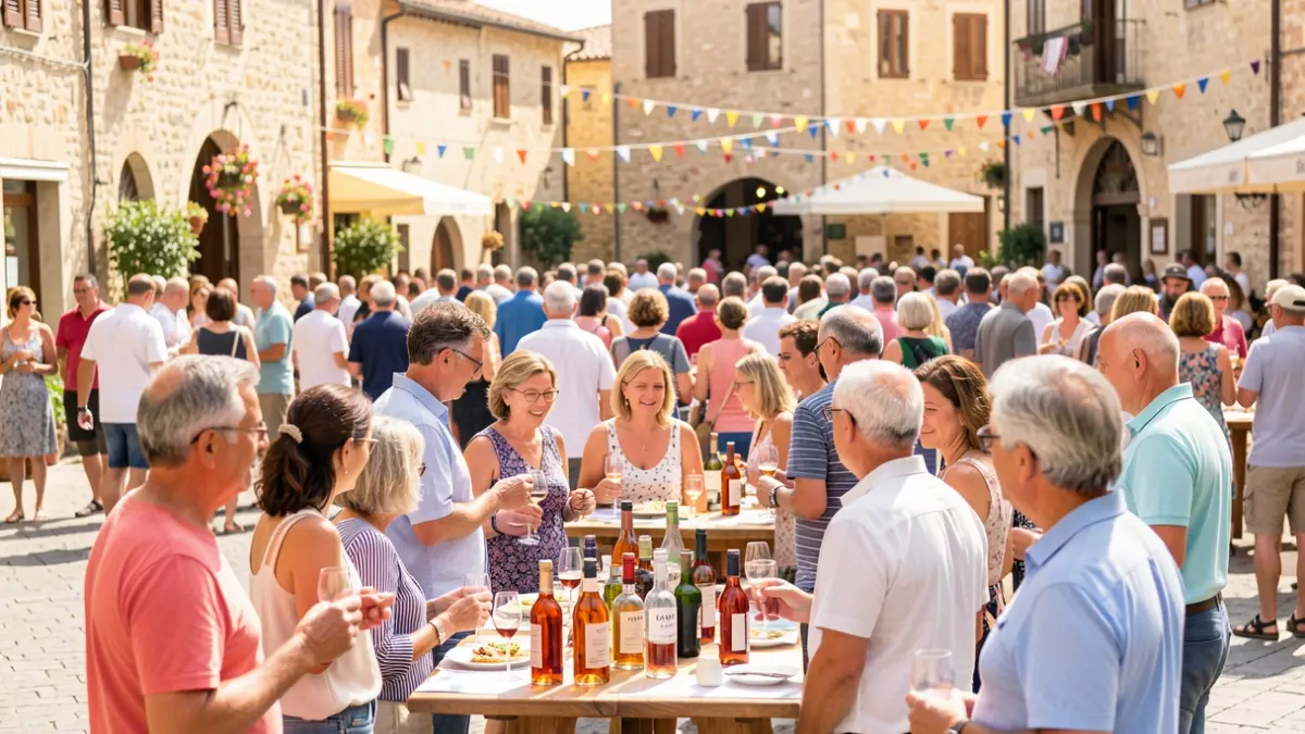People enjoying a popular vermouth tasting during the local festival.