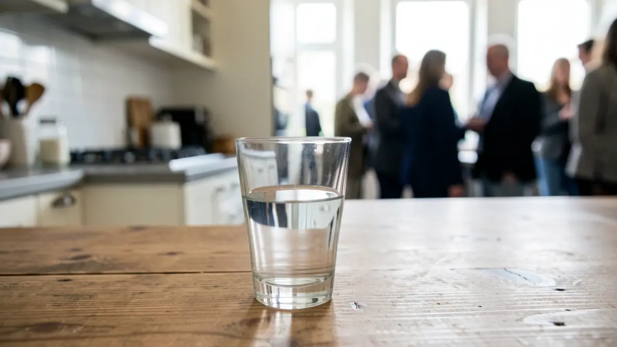 Generic image of a glass of water on a table.