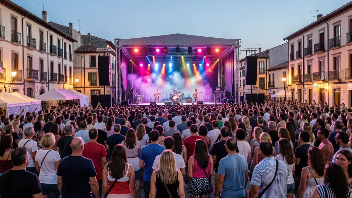 Imatge genèrica d'un festival de música a l'aire lliure al capvespre.