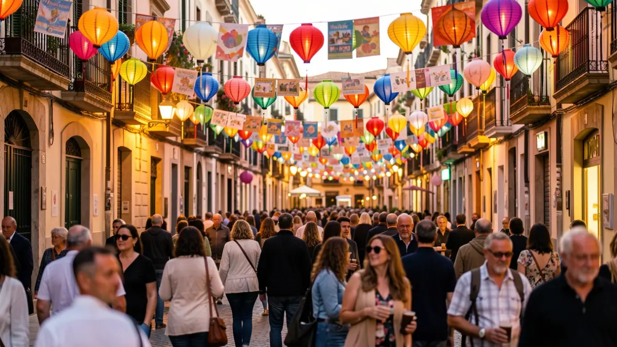 Imagen genérica de calle decorada para fiestas mayores en Barcelona.