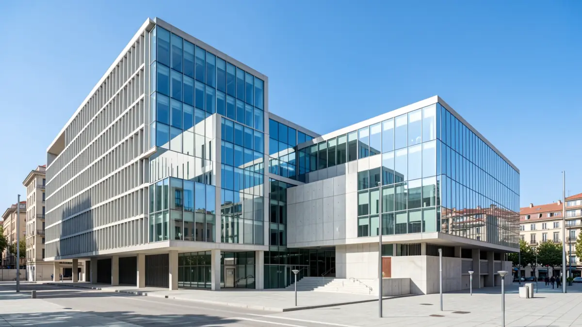 Vista exterior de les instal·lacions de la Ciutat de la Justícia a Barcelona.