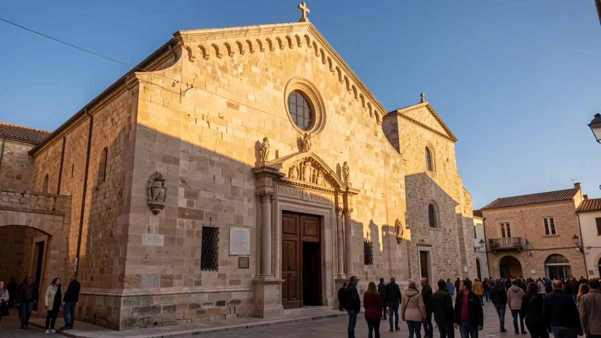 Fachada de piedra de la iglesia de Santa Maria de Vallbona de les Monges.