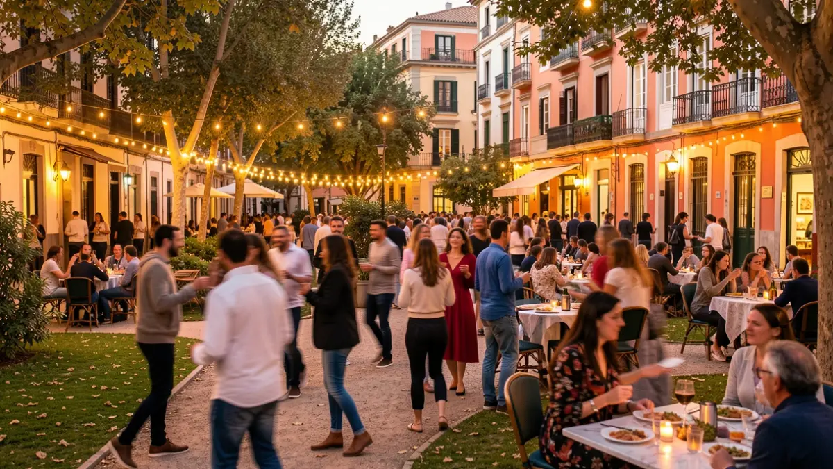 Imagen genérica de una fiesta de barrio en Barcelona con gente disfrutando de actividades al aire libre.