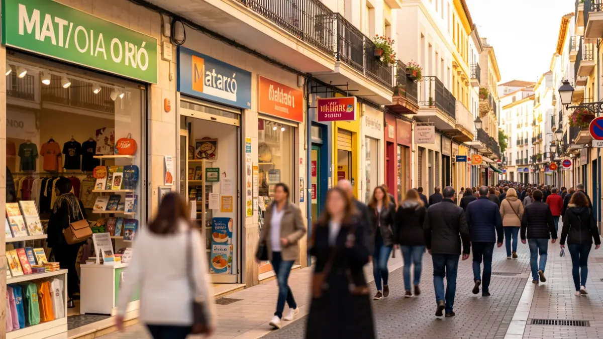 Imatge genèrica de carrers comercials de Mataró amb botigues obertes.