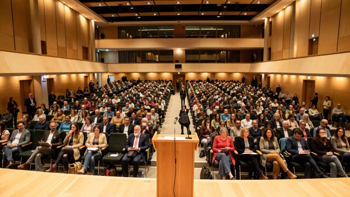 Generic image of an academic conference with attendees.