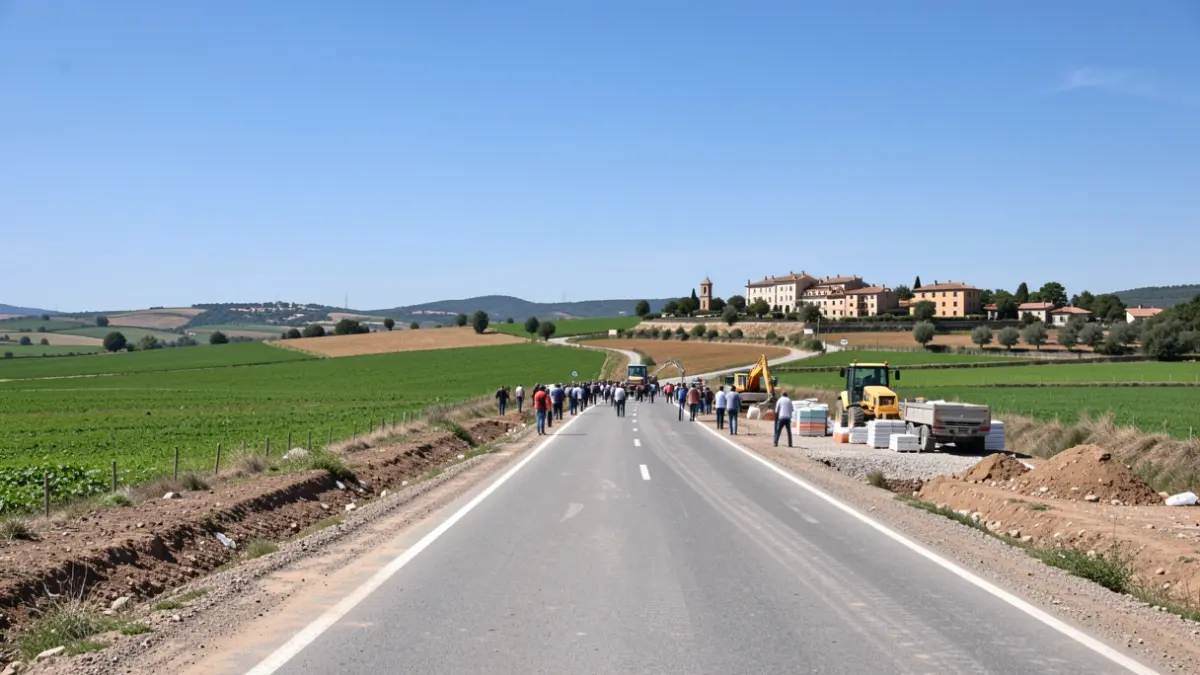 Imagen genérica de obras de mejora de una carretera rural en Catalunya.