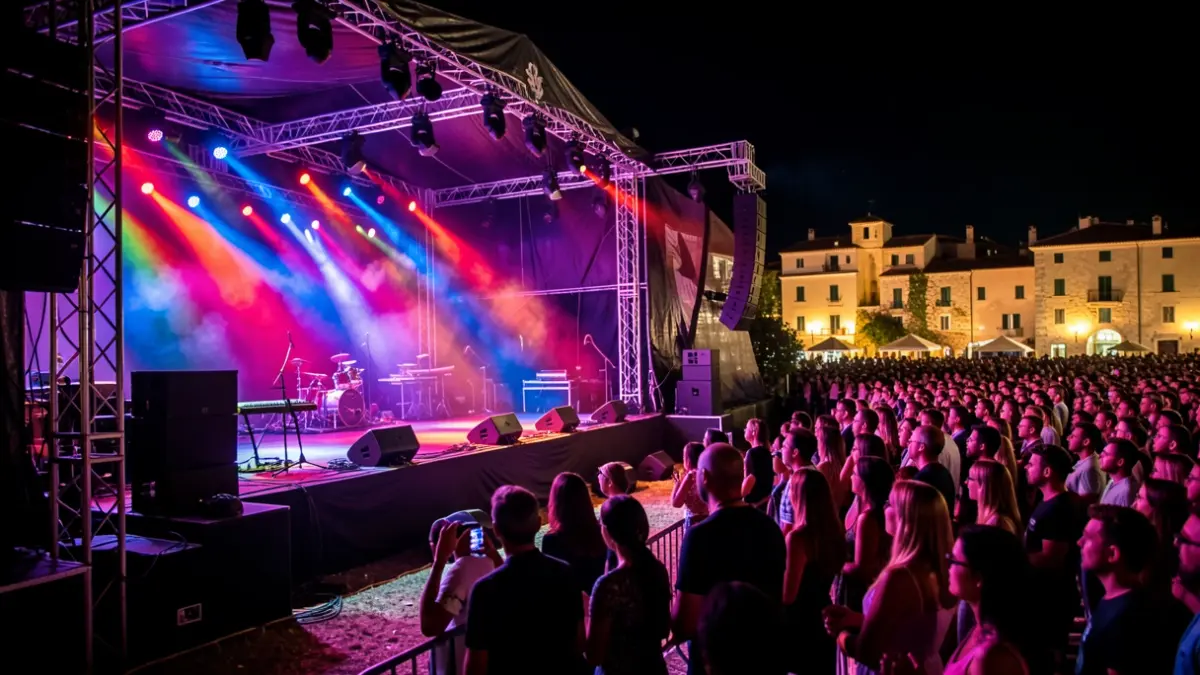Imagen genérica de un escenario de festival de música por la noche.