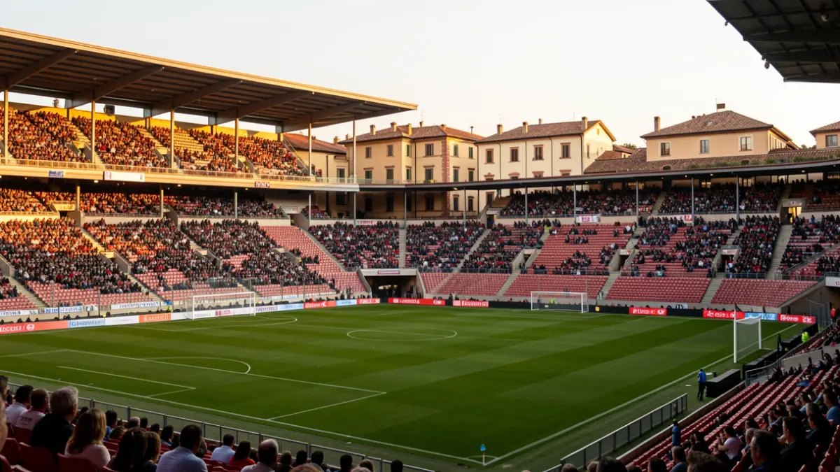 General view of the Montilivi stadium nearly full for the Costa Brava Trophy.