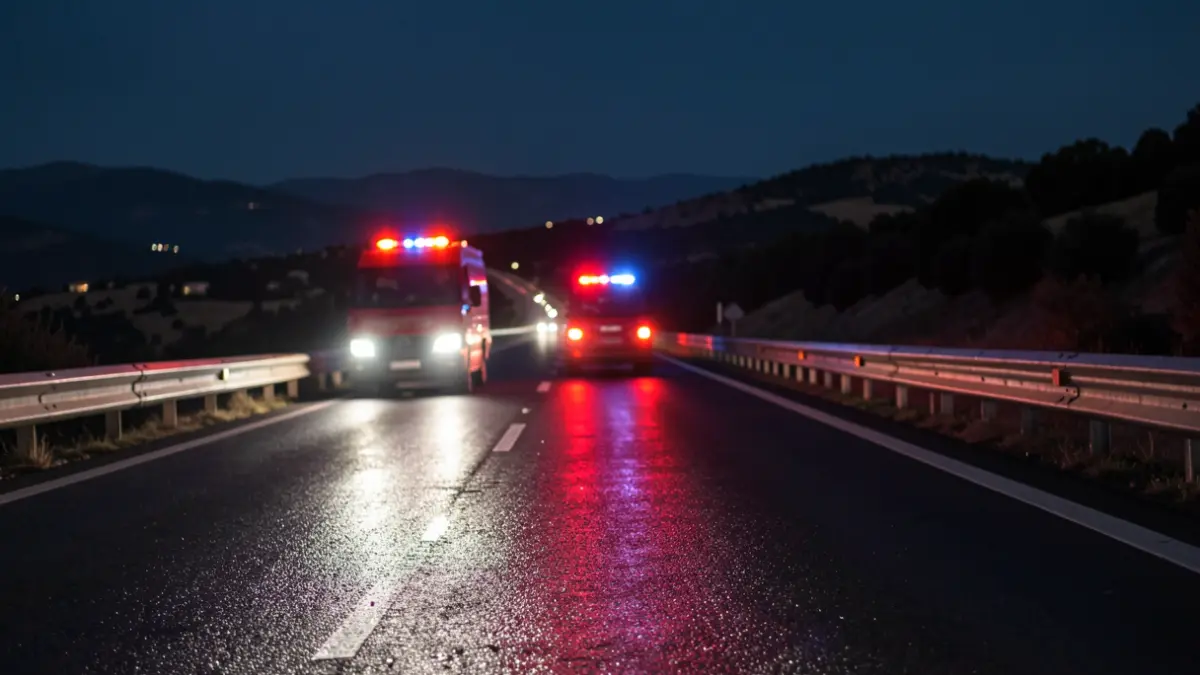 Imatge genèrica de llums d'emergència en una autopista de nit.