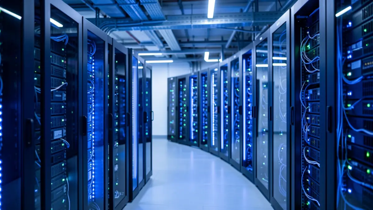 Generic image of a data center with high-tech servers.