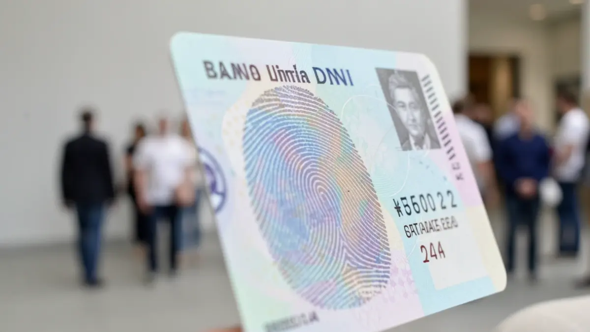 Generic image of a Spanish DNI with a fingerprint overlay.