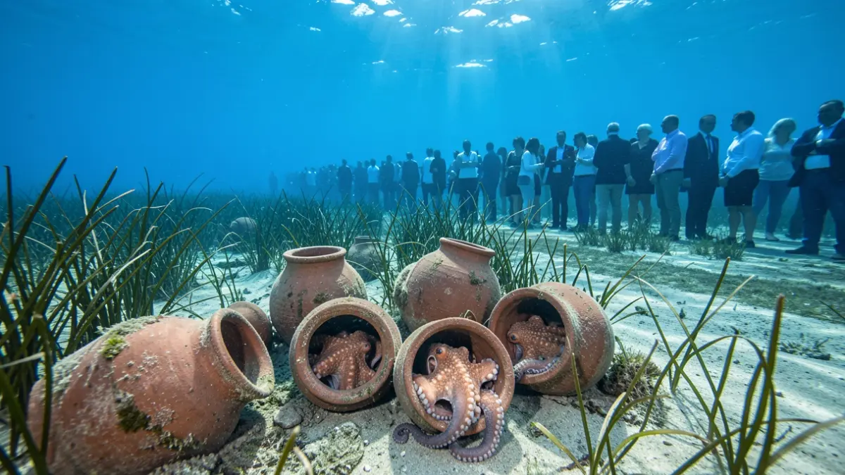 Underwater ceramic shelters for octopuses in the bays of Roses and Pals.