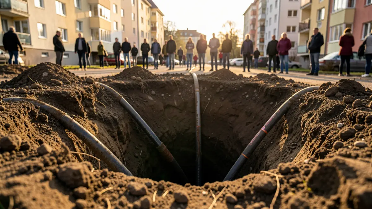 Generic image of a hole in the ground with construction pipes.
