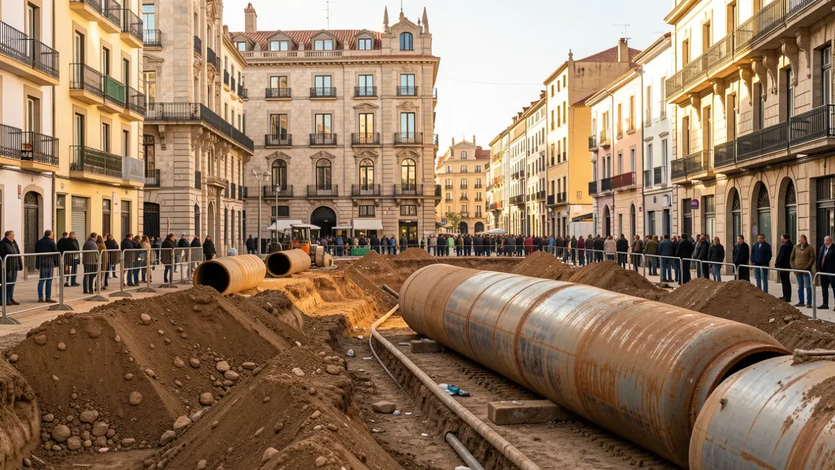 Obras de ampliación de acceso al barrio de El Coll, Barcelona.