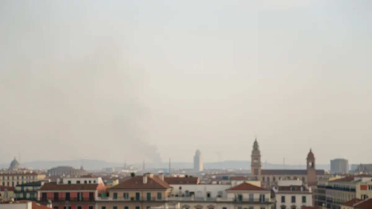 Hazy sky over Barcelona with a subtle smell of smoke.
