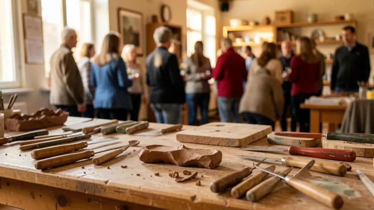 Workshop for creating folk elements in a community space.