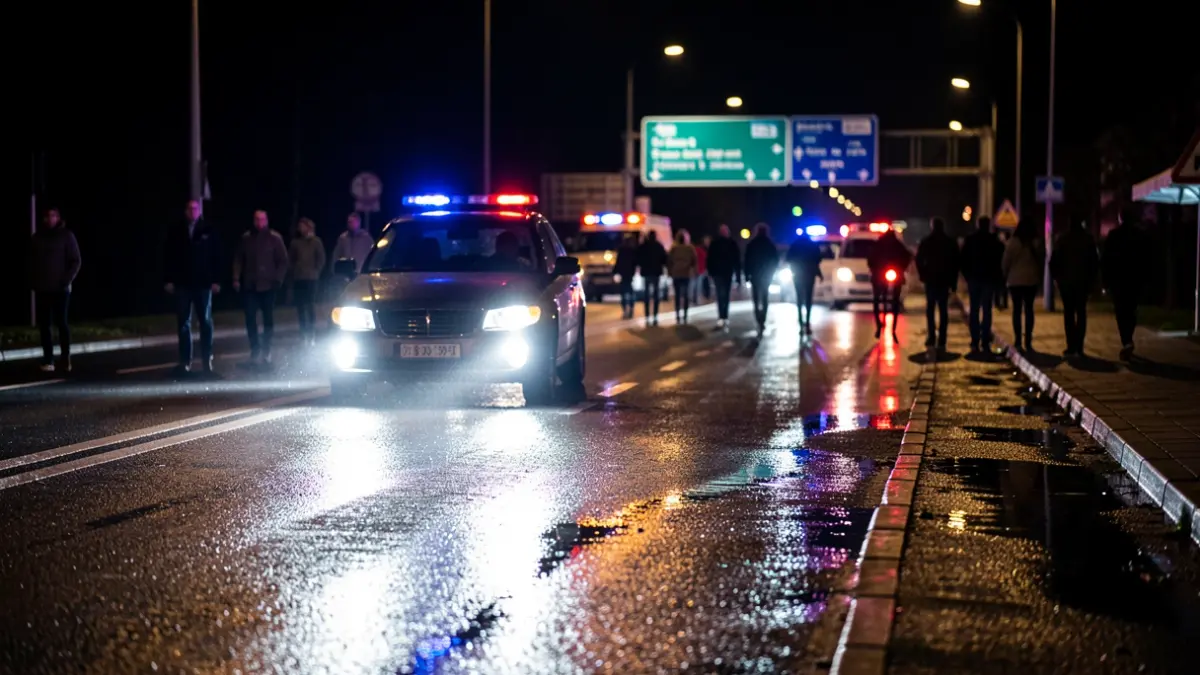 Imagen genérica de luces de emergencia en una carretera de noche.