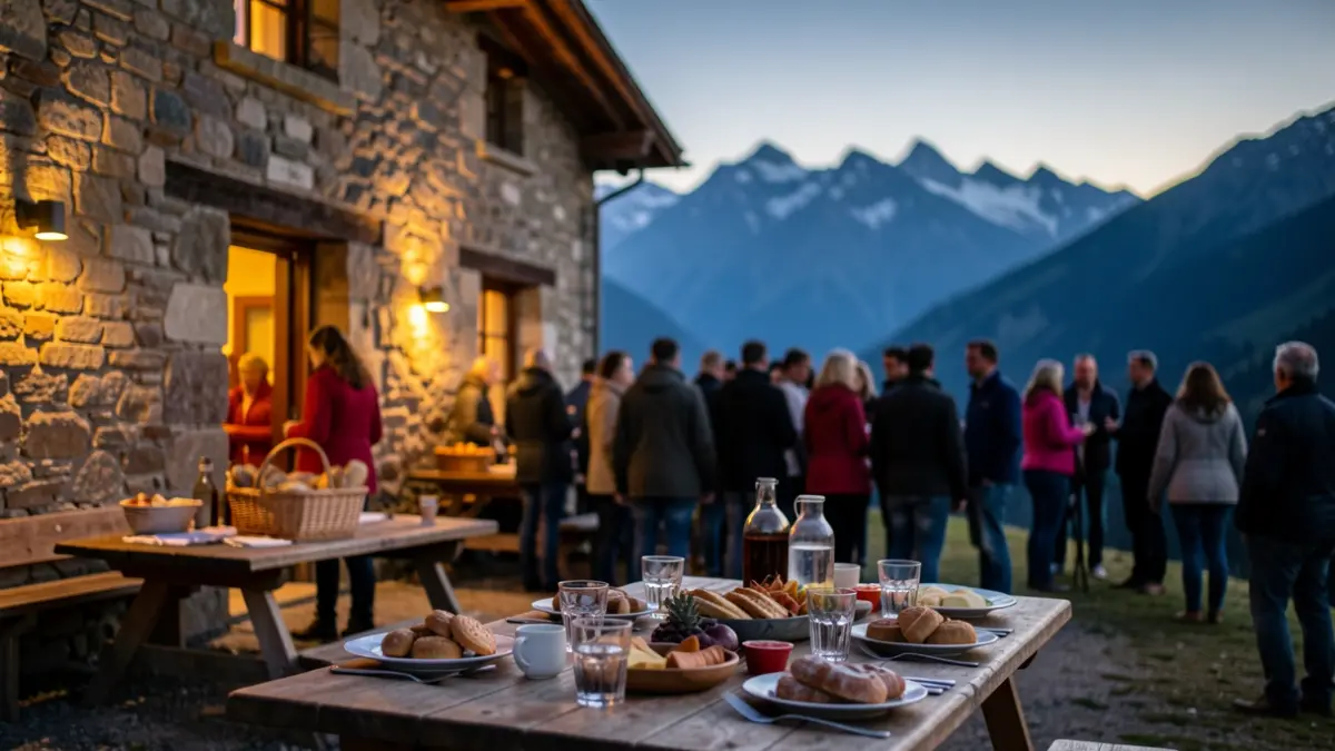 Imagen genérica de un refugio de montaña en los Pirineos con productos locales.