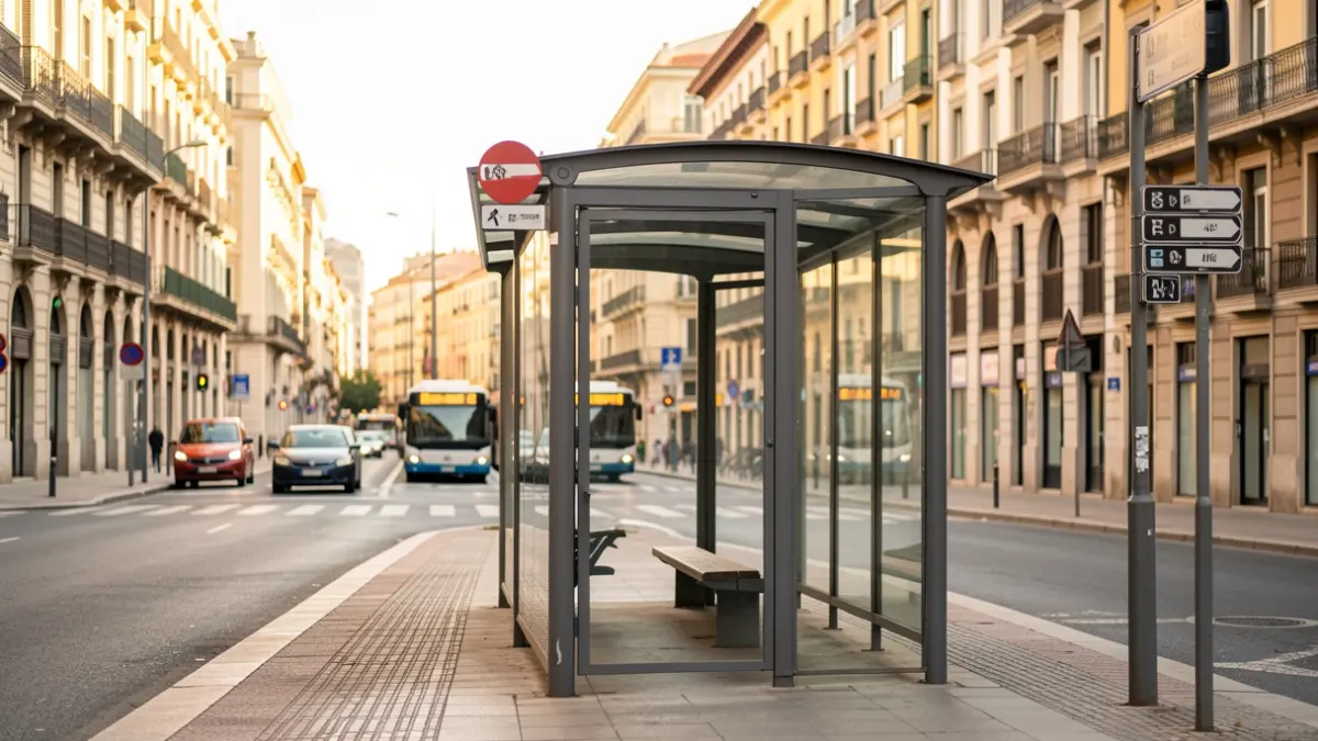 Parades de bus interurbà a Barcelona.